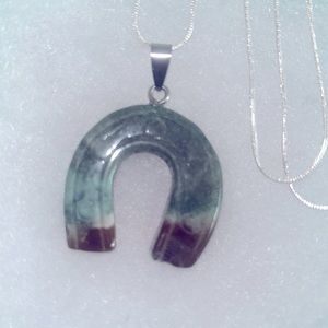 Hippie Boho Bloodstone Horseshoe Silver 24” Neck…